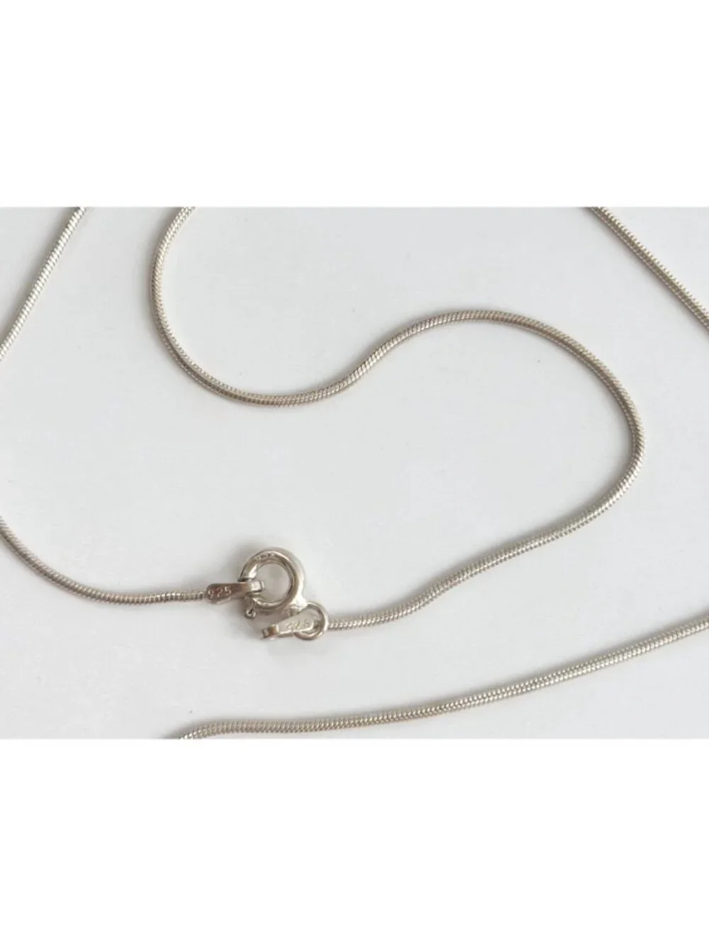 Snake Chain Sterling Silver 925 Minimalist Classic Vintage Necklace - 18